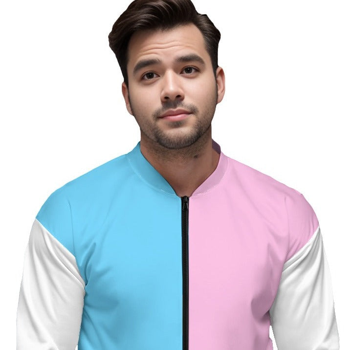Teen Blue Pink White Pride Bomber Jacket