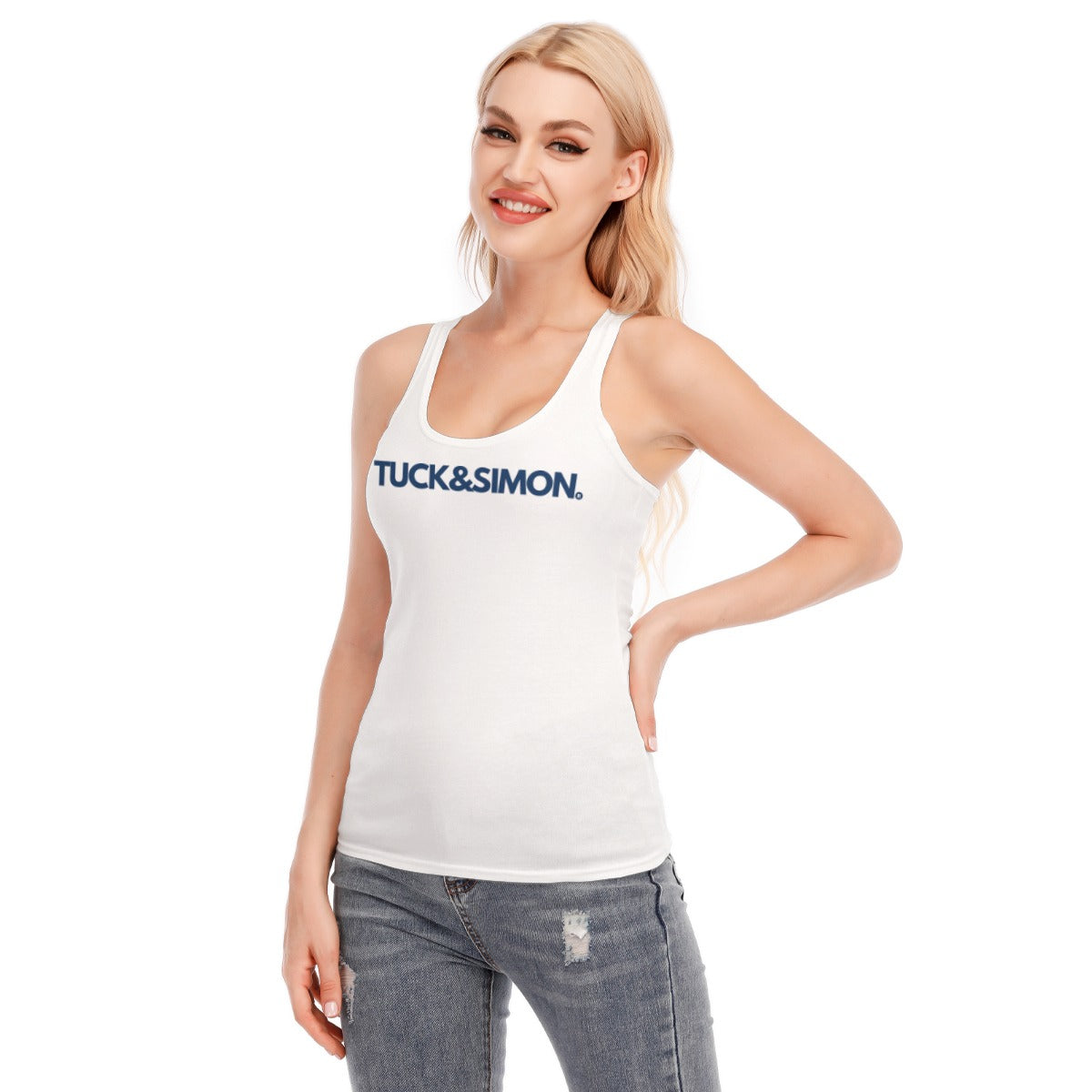 Tuck&Simon White Racer Back Yoga Vest