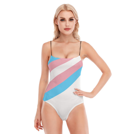 Teen - Blue Pink White Pride Spaghetti-Strapped White Bodysuit