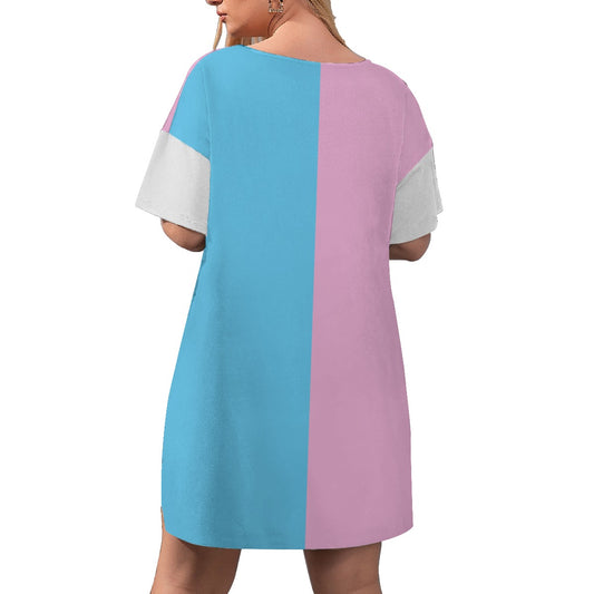 All-Over Print Women's Drop-Shoulder T-Shirt with Side Split and Shorts (Plus Size)