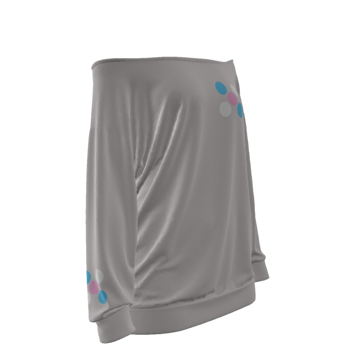 Blue Pink White Pride 'Five Dots' Light Grey Off-Shoulder Sweatshirt