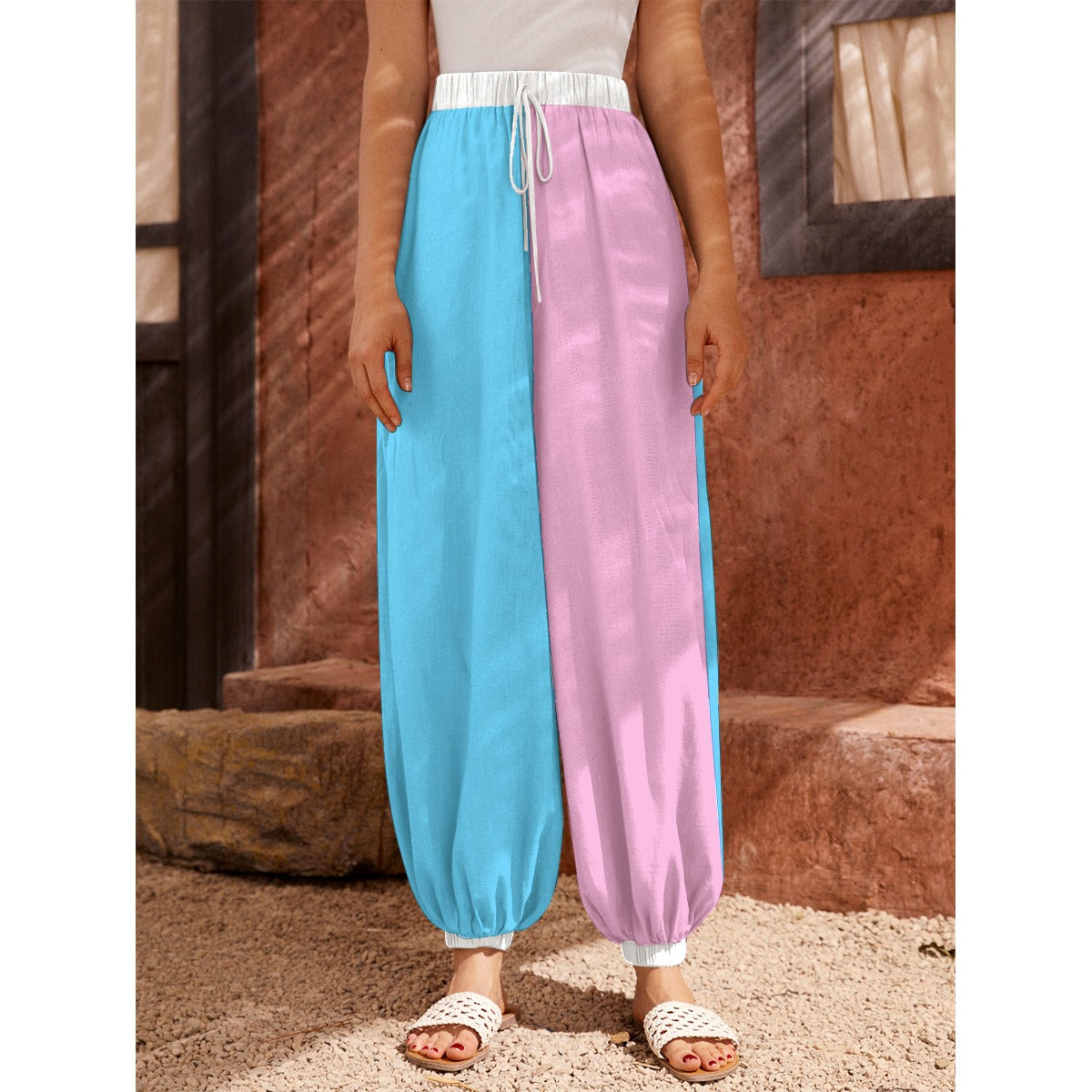 Blue Pink White All Over Pride Baggy Tie-Up Lounge Pants
