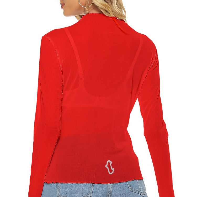 Ruby Red See-Through Long-Sleeved T-Shirt