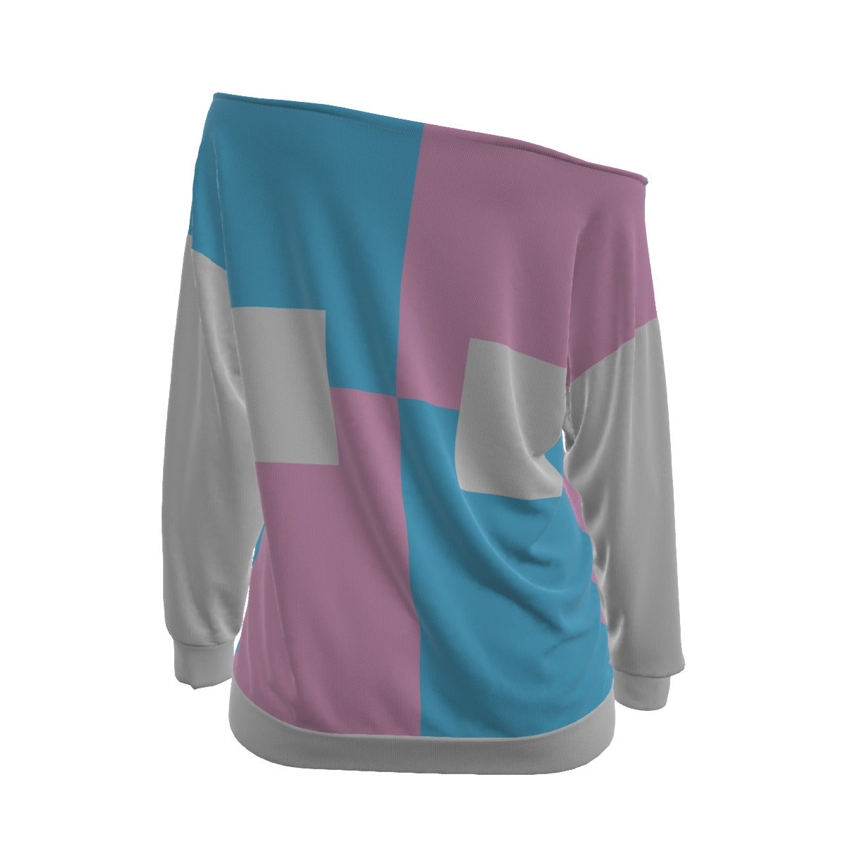 Teen - Plus Size Blue Pink White Trans Pride Off-Shoulder Sweatshirt