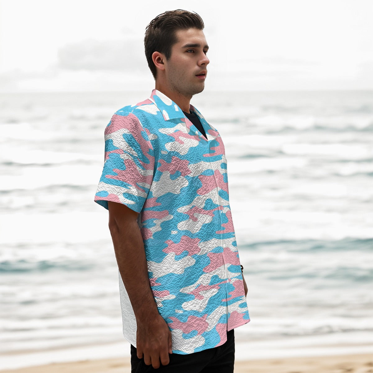 Teen - Plus Size Blue Pink White Pride Camouflage Box Shirt