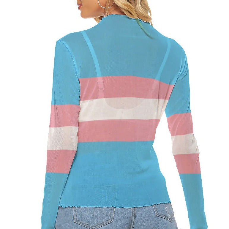 Teen Blue Pink White See-Thru Top