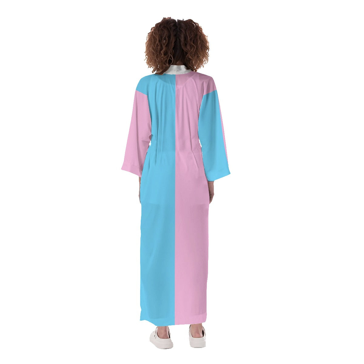 Teen Blue Pink White Vive l'Paris Pride Long Satin Kimono Robe
