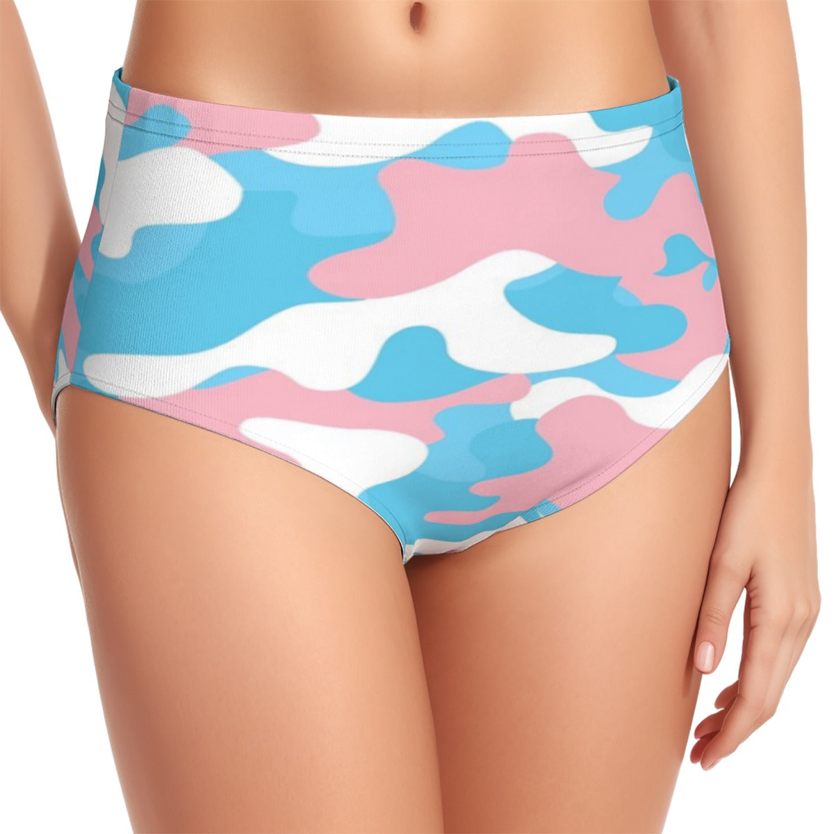 Blue Pink White Pride Camouflage Halter Neck Swimsuit Set