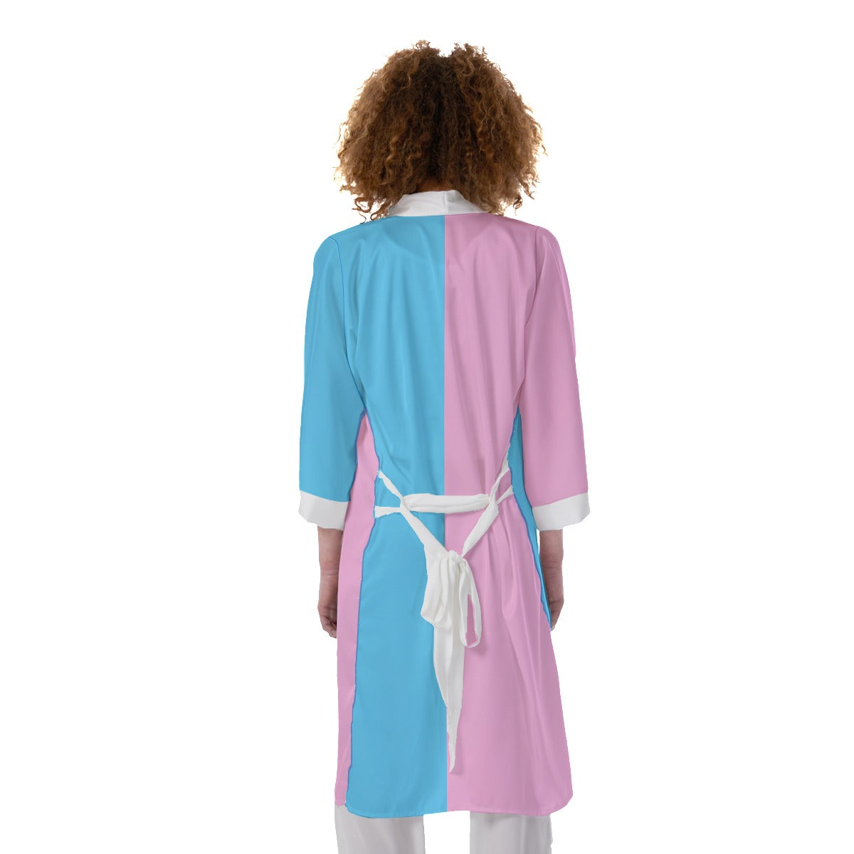 Teen Blue Pink White Vive l'Paris Pride Satin Haori Kimono Robe