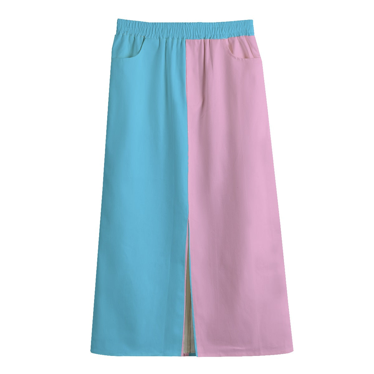 Plus Size Blue Pink White l'Paris Pride Long Mid-Slit-Front Pocket Skirt