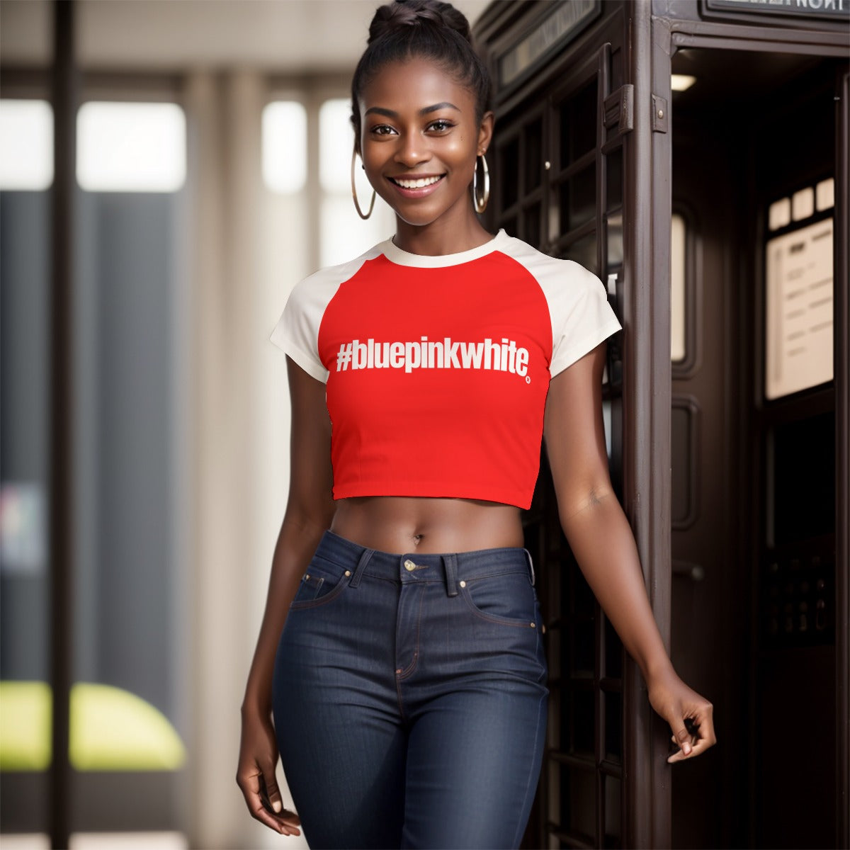 Teen Blue Pink White Pride Fitted Cropped T-Shirt