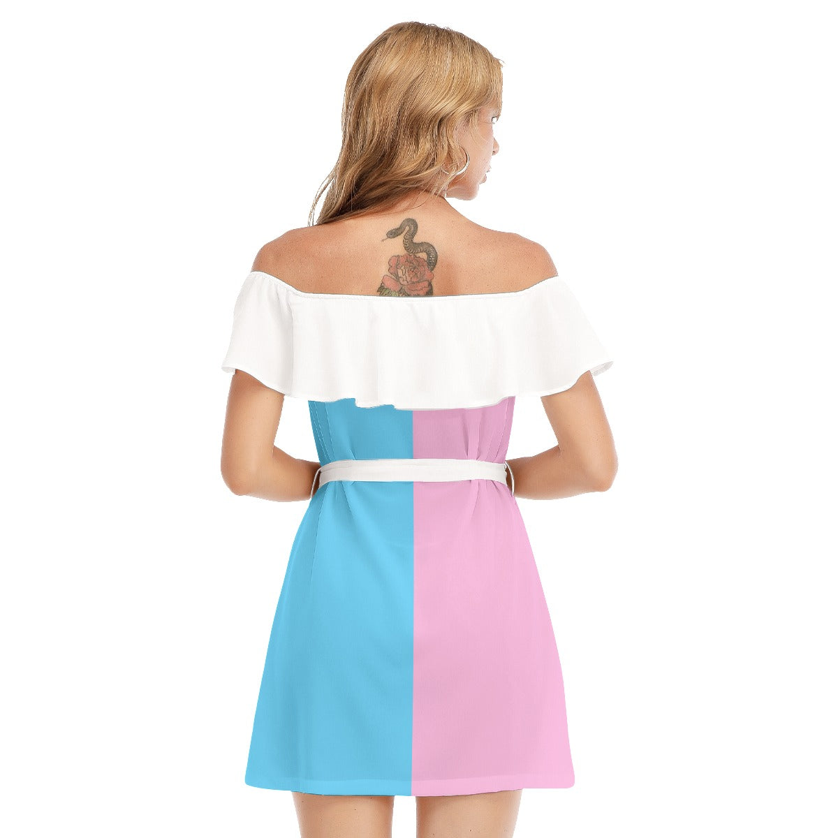 Teen (BluePinkWhite Pride) Ice-Cream Chiffon Ruffle Dress