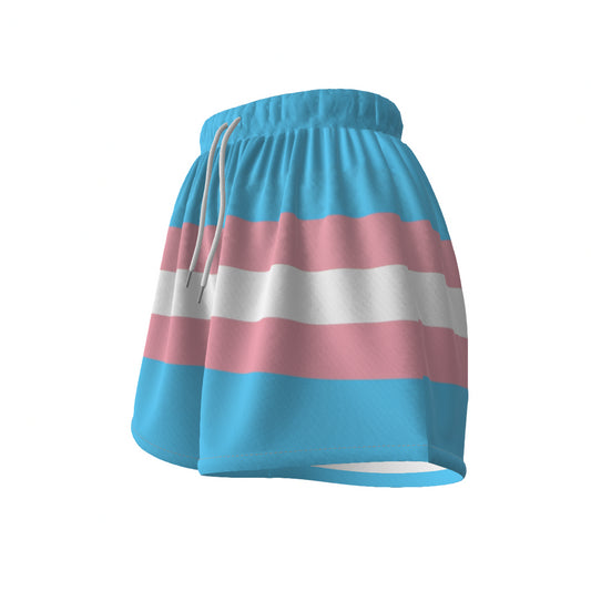 Blue Pink White All-Over Trans Pride Colors/White Gym Shorts
