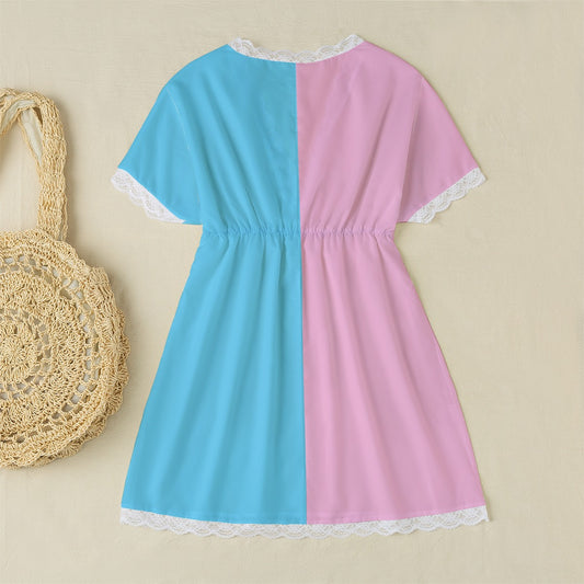 Plus Size Blue Pink White Pride Lace Edged Babydoll Style Nightie