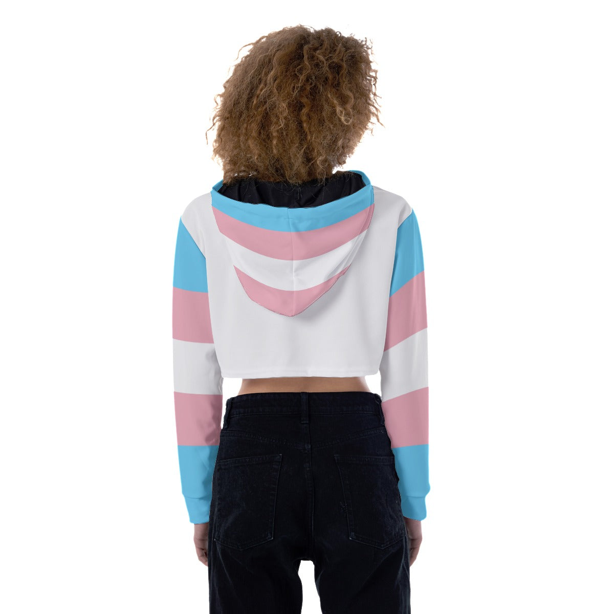 Blue Pink White 'I Love NY' Transcolour/White Crop Top Hoodie