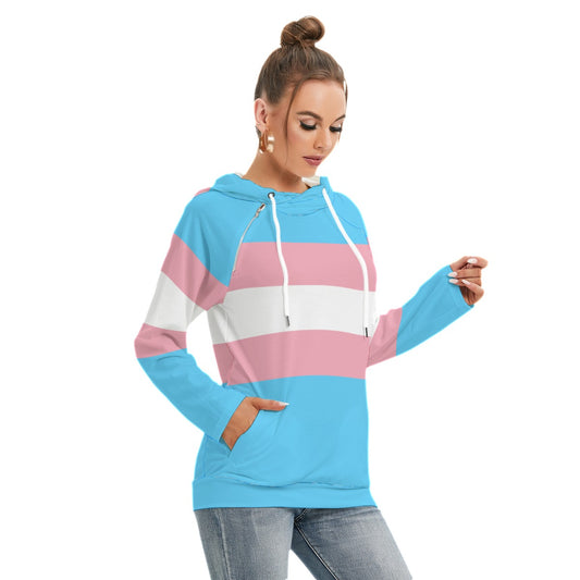 Plus Size Blue Pink White Trans Pride Double Hooded Hoodie