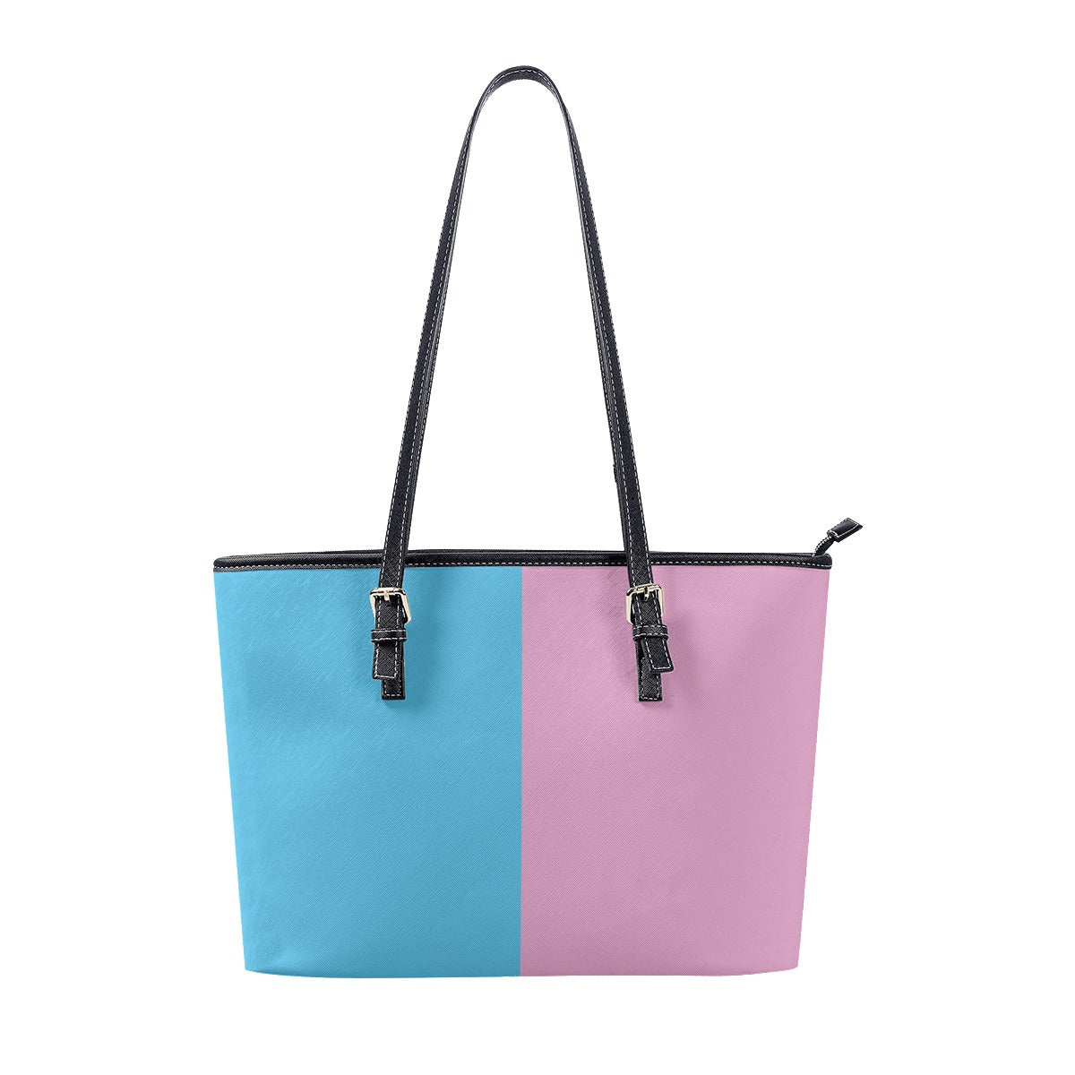 Blue Pink White Trans Paris Pride Vegan Leather Shoulder Tote Bag
