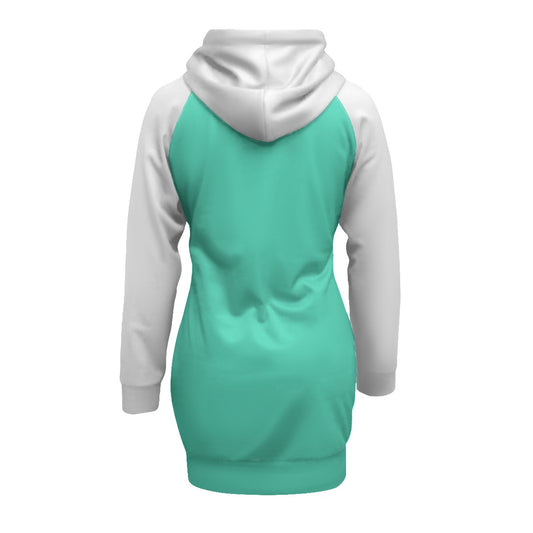 Aquamarine/White Pullover Hoodie Dress