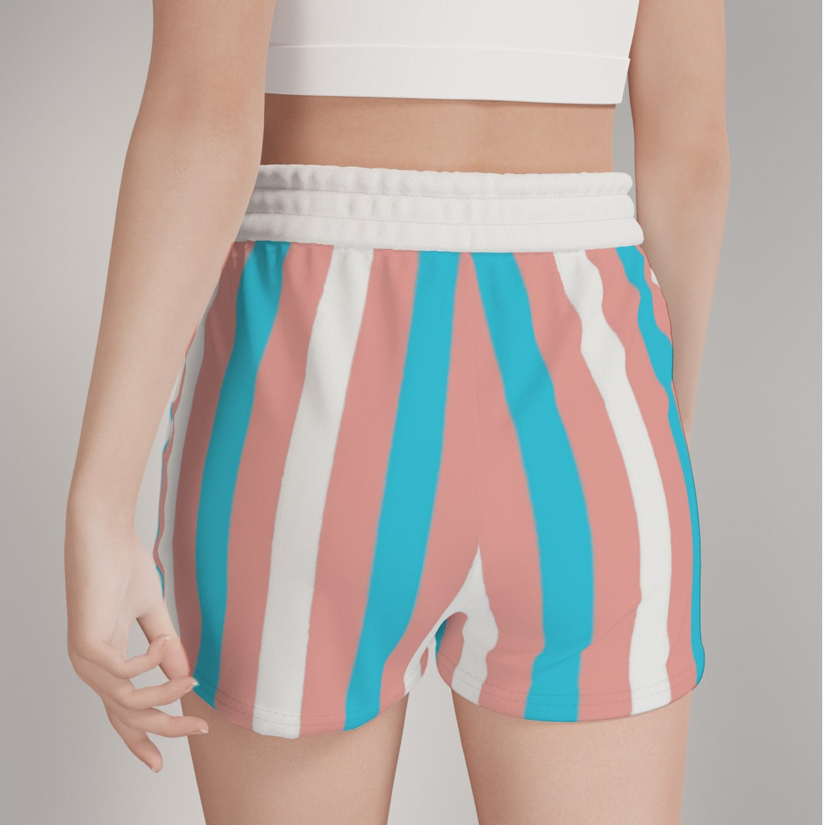 Blue Pink White Trans Pride Colors/White Candy Stripe Casual Gym Shorts