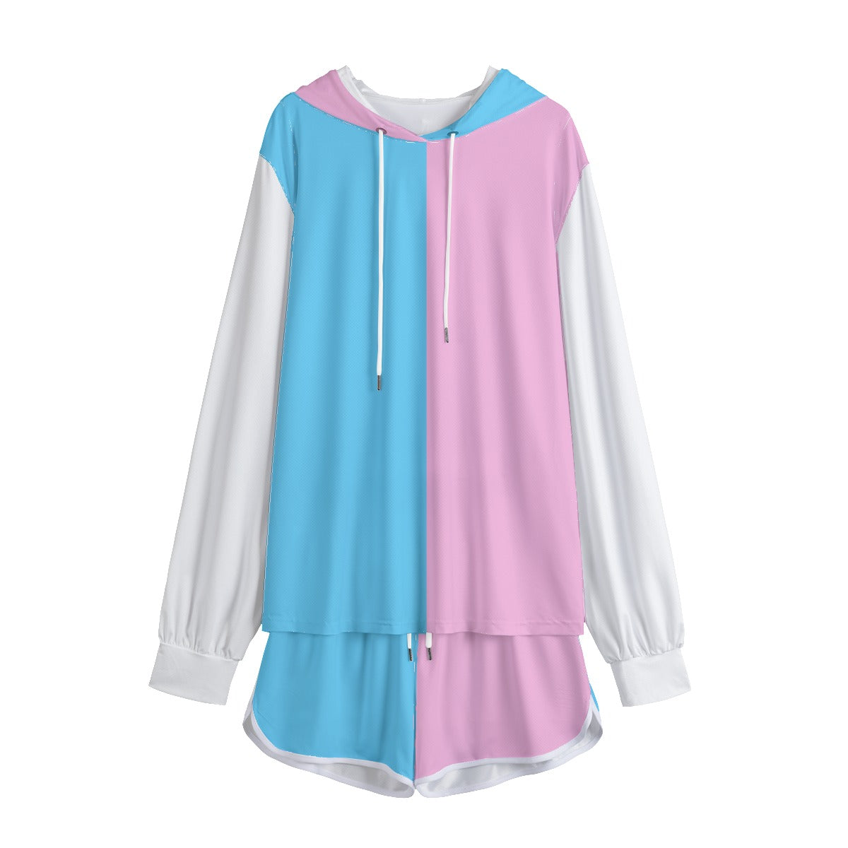 Plus Size BluePinkWhite All-Over Vive l'Paris Pride Hoodie & Shorts Set