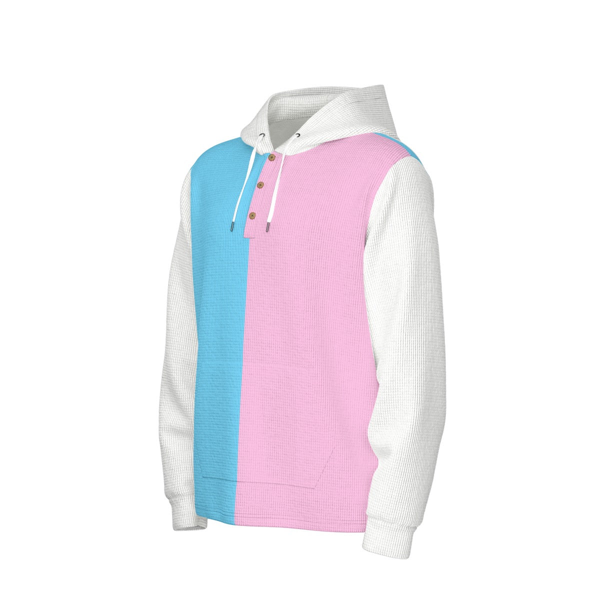 Teen - Plus Size Blue Pink White Pride Half-Button Hoodie