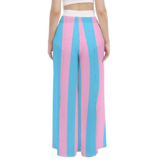 Circus Striped High-Waisted Wide-Leg Chiffon Beach Palazzo