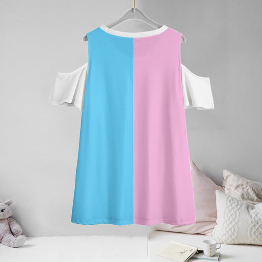 Blue Pink White All-Over Vive l'Paris Pride Cold Shoulder T-Shirt