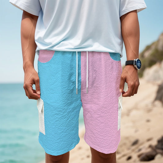 Blue Pink White Pride Casual Cotton Cargo Shorts