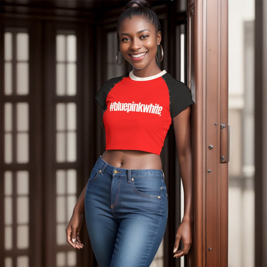 Teen Blue Pink White Pride Fitted Cropped T-Shirt