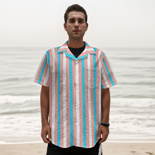 Teen - Plus Size Blue Pink White Pride Candy Striped Box Shirt