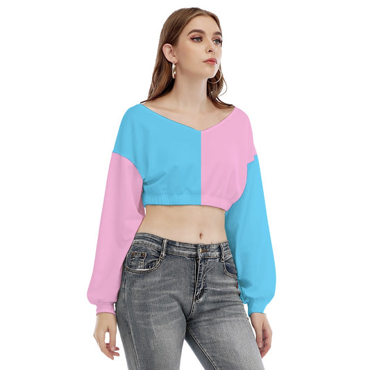 Blue Pink White Pride Elasticated Cropped Sweatshirt