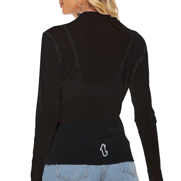 Black See-Through Long-Sleeved T-Shirt