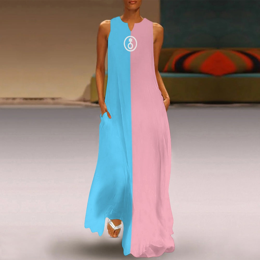 Trans Coloured Trans Paris Pride Ankle-Length Beach Dress