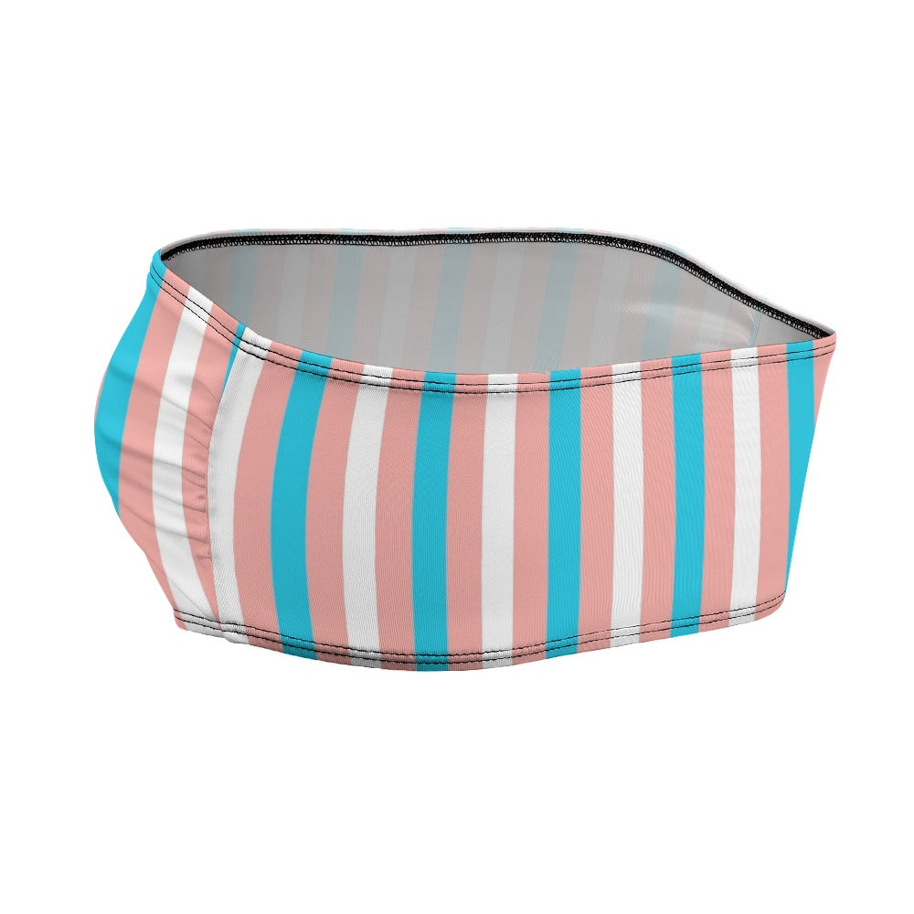 Blue Pink White Pride Strapless Cropped Bandeau Top
