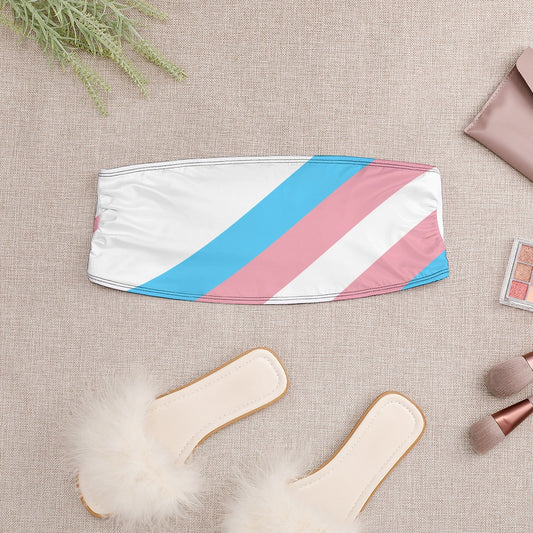 Blue Pink White Pride Strapless Cropped Bandeau Top