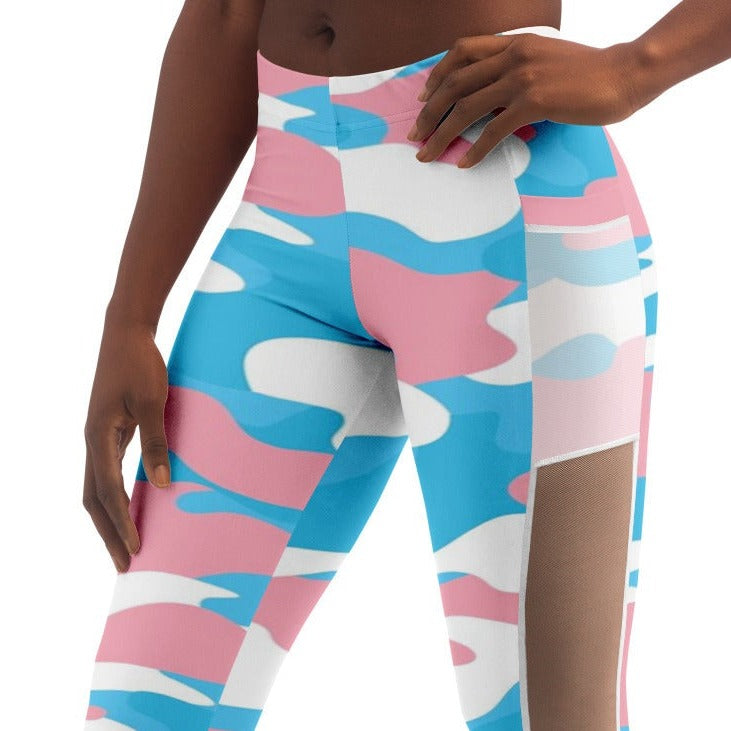 Teen Blue Pink White Pride Camouflage Athleisure Fitness Mesh Pocket Yeggers