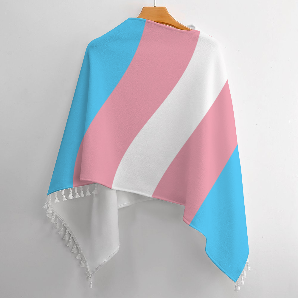 Blue Pink White All Over Pride Knitted Shawl