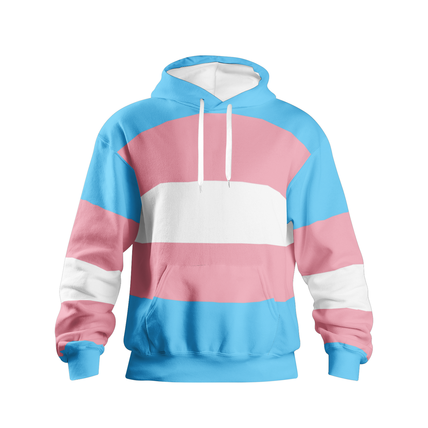 Plus Size Blue Pink White Pride All-Over Boyfriend Pullover Hoodie