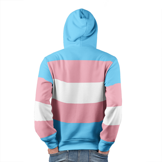 Plus Size Blue Pink White Pride All-Over Boyfriend Pullover Hoodie