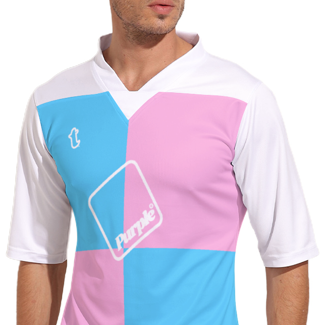 Plus Size Blue Pink White Pride Rugby League Short-Sleeved Jersey