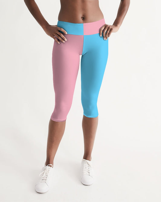 Pink/Blue Women's Mid-Rise Capri