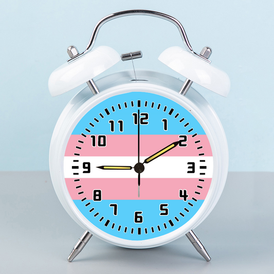Blue Pink White Pride Edition Twin-Bell Clock