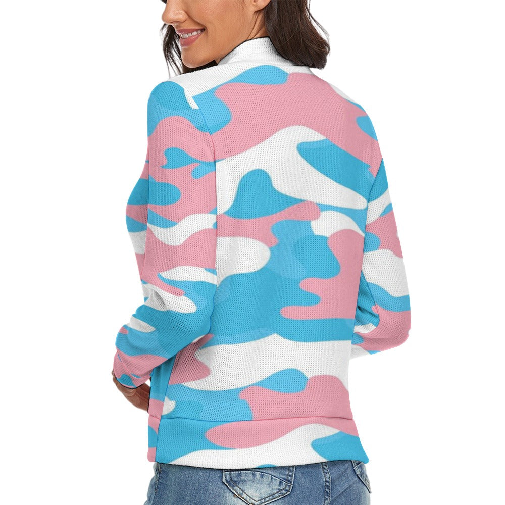 Blue Pink White Pride Camouflage Autumn Casual Turtleneck Jumper
