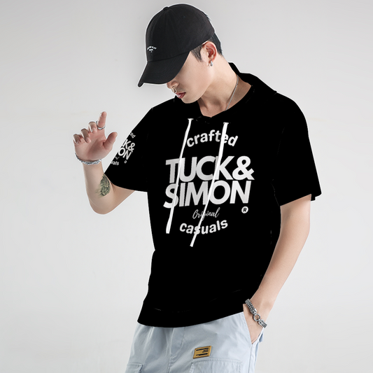Tuck&Simon Originals Black Hooded Short-Sleeve T-Shirt