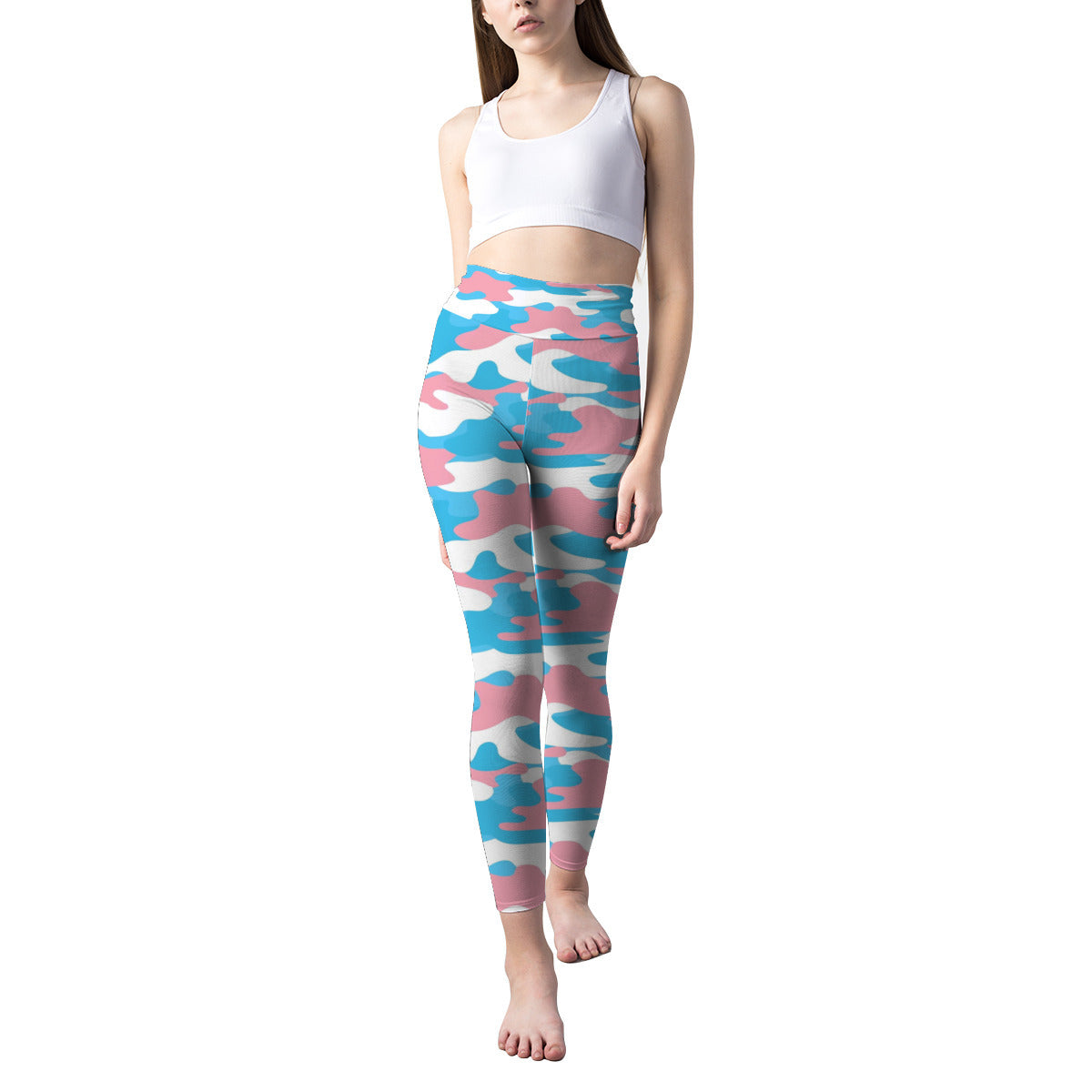 Plus Size Blue Pink White All Over Pride Camouflage Print Walk Out Yeggers