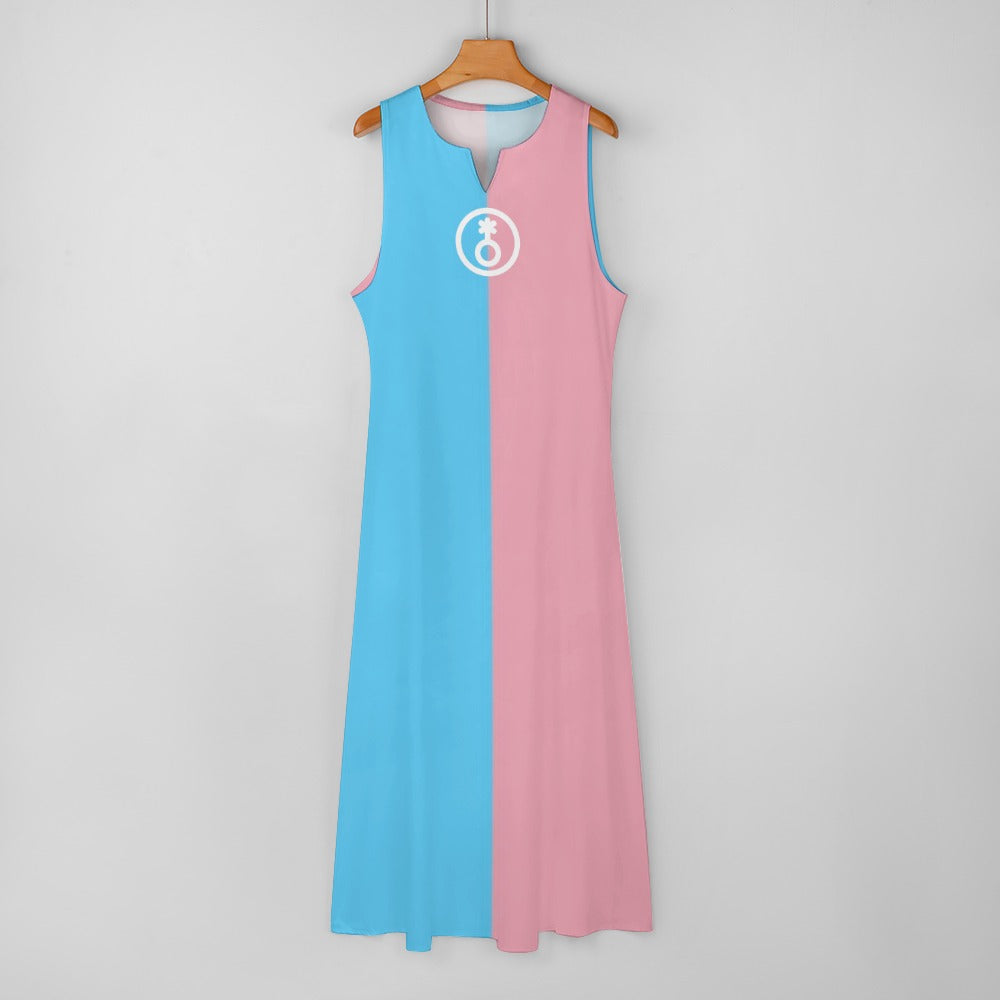 Trans Coloured Trans Paris Pride Ankle-Length Beach Dress