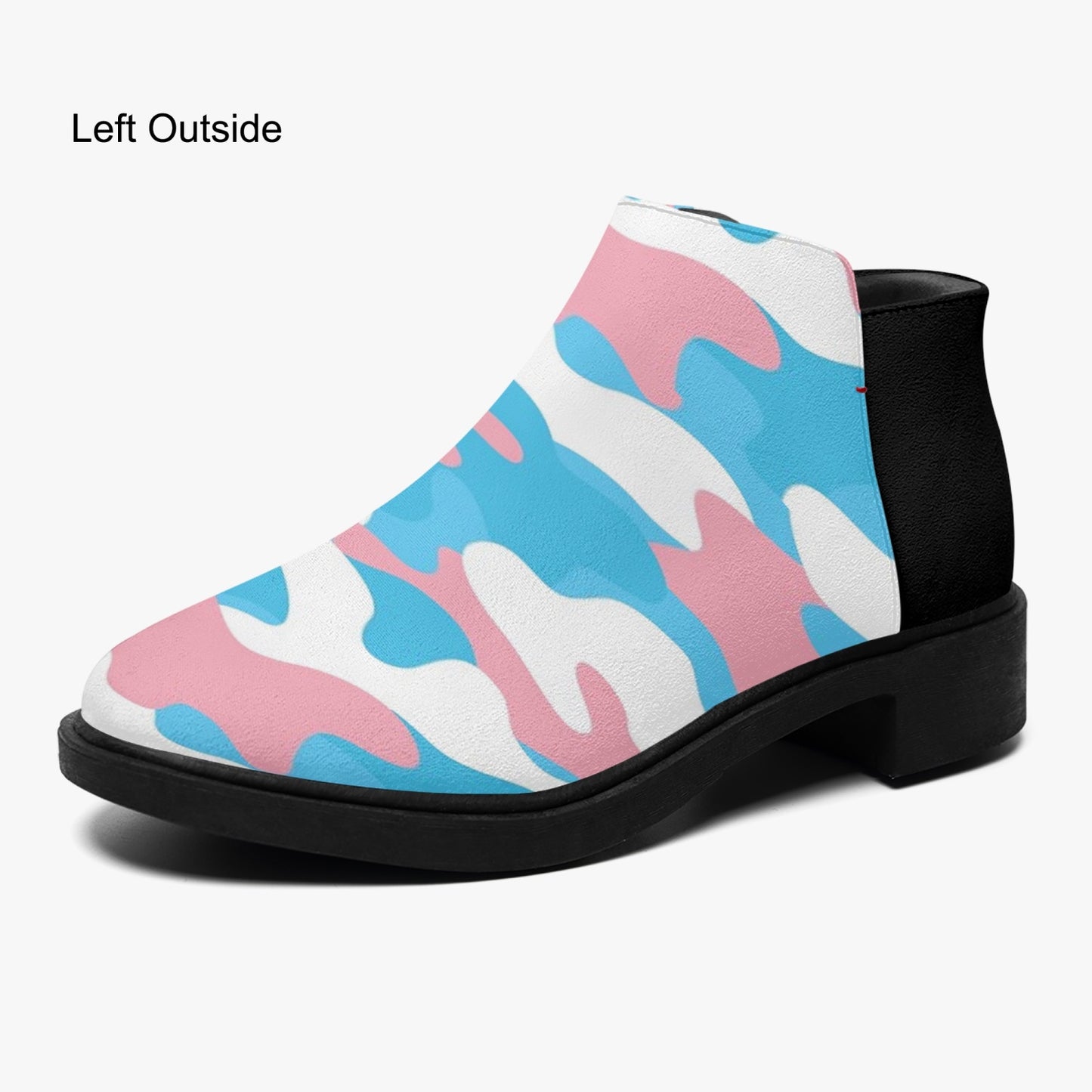Blue Pink White Pride Camouflage Zipper Ankle Boots