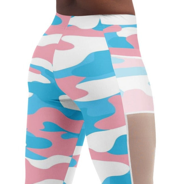 Teen Blue Pink White Pride Camouflage Athleisure Fitness Mesh Pocket Yeggers