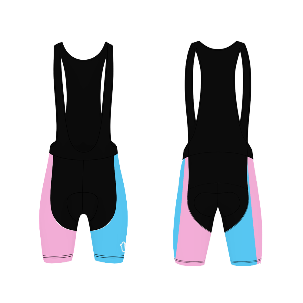TOM - Blue Pink White Black Knee-Length Cycling Bib Set