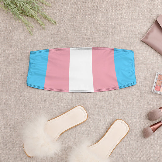 Blue Pink White Pride Strapless Cropped Bandeau Top